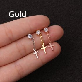 Stainless Steel Threaded Stud Piercing Jewelry (Color: Gold, style: A)