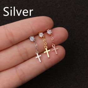 Stainless Steel Threaded Stud Piercing Jewelry (Color: Silver, style: A)