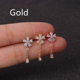 Stainless Steel Threaded Stud Piercing Jewelry (Color: Gold, style: E)