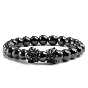 Fashion Obsidian Jewelry Loose Beads Bracelet (Color: Black Gallstone Gun Black)