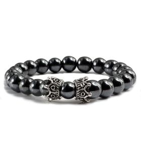 Fashion Obsidian Jewelry Loose Beads Bracelet (Color: Black gallstone silver)