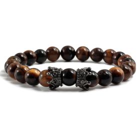 Fashion Obsidian Jewelry Loose Beads Bracelet (Color: Tiger eye stone gun black)
