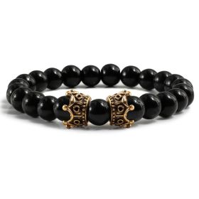 Fashion Obsidian Jewelry Loose Beads Bracelet (Color: Bright Gold)
