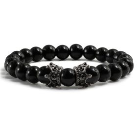Fashion Obsidian Jewelry Loose Beads Bracelet (Color: Bright Gun Black)