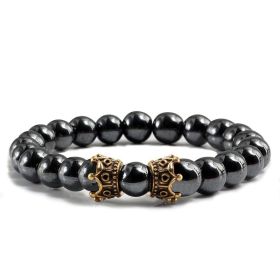 Fashion Obsidian Jewelry Loose Beads Bracelet (Color: Black gallstone gold)
