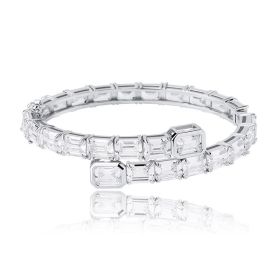 Hip Hop Jewelry Rectangular Zircon Bracelet (Color: White gold)