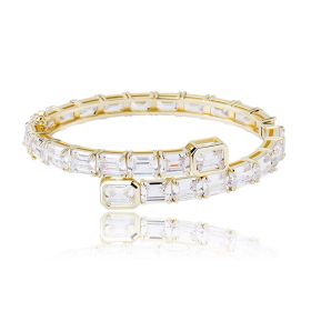 Hip Hop Jewelry Rectangular Zircon Bracelet (Color: Gold)