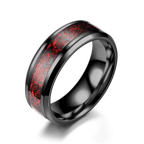 Dragon Pattern Rings Men Stainless Steel Ring Jewelry (Color: Black red, size: Size7)