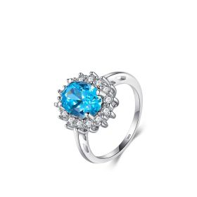 Light Luxury Rings Exquisite Simple And Versatile 925 Silver Ins Style Design Jewelry (Dimensions: US10, Color: Blue)
