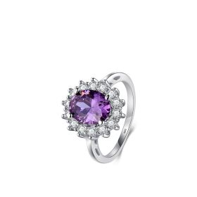 Light Luxury Rings Exquisite Simple And Versatile 925 Silver Ins Style Design Jewelry (Dimensions: US6, Color: Purple)