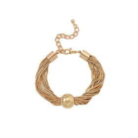Jewelry Exaggerated Punk Layered Chain Bracelet (Color: Gold)