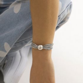 Jewelry Exaggerated Punk Layered Chain Bracelet (Color: Silver)