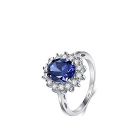 Light Luxury Rings Exquisite Simple And Versatile 925 Silver Ins Style Design Jewelry (Dimensions: US6, Color: Navy blue)