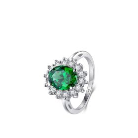 Light Luxury Rings Exquisite Simple And Versatile 925 Silver Ins Style Design Jewelry (Dimensions: US10, Color: Green)