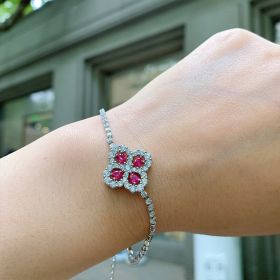 Ruby Square Temperament Bracelet Women's Mother's Day Gift Jewelry (style: Bracelet)