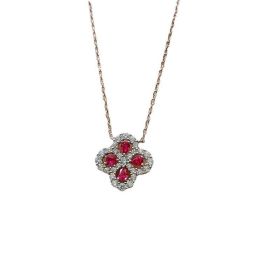 Ruby Square Temperament Bracelet Women's Mother's Day Gift Jewelry (style: Necklace)