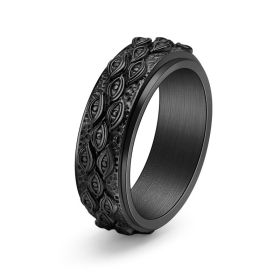 Stainless Steel Men's Eye Ring Jewelry (Color: Black, size: 9)