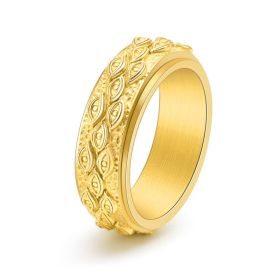 Stainless Steel Men's Eye Ring Jewelry (Color: Gold, size: 6)