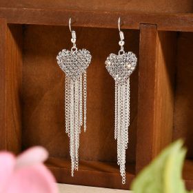 Fashion Jewelry Personality Temperament Crystal Claw Chain Earrings (Color: Silver)