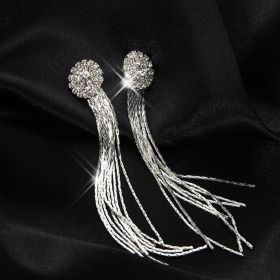 Fashion Jewelry Personality Temperament Crystal Claw Chain Earrings (Color: A Silver)