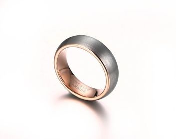 Brushed Tungsten Steel Ring Trendy Men's Personality Jewelry (Dimensions: 12number, Color: Rose Gold)