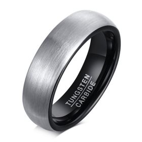 Brushed Tungsten Steel Ring Trendy Men's Personality Jewelry (Dimensions: 10number, Color: Black)