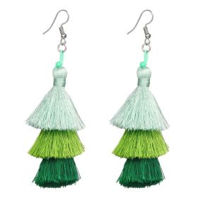 Three-layer Earrings Personalized Multi-layer Tassel Jewelry (Color: Green)