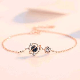 Women's Blue Glass Cosmic Star Design Jewelry (Color: Rose Gold)