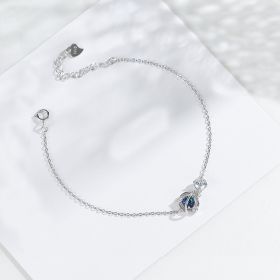 Women's Blue Glass Cosmic Star Design Jewelry (Color: White gold)