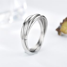 Stainless Steel Ring Sansheng Sanshi Titanium Steel Ring Couple's Ring Creative Geometry Hand Jewelry Wholesale (Color: Silver Set, size: No11)