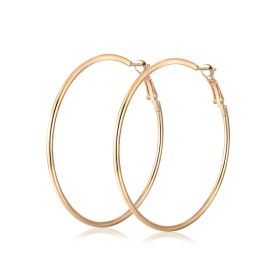 Simple Personality Metal Glossy Surface Ear Hoop Jewelry (Color: Golden 7CM)