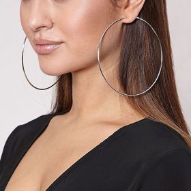 Simple Personality Metal Glossy Surface Ear Hoop Jewelry (Color: Silver 6CM)