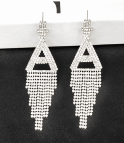 Fashion Jewelry 925 Silver Needle Ornaments Rhinestone Letter B Earrings Banquet Tassel Ear Ornaments Female (Color: Golden, style: A)