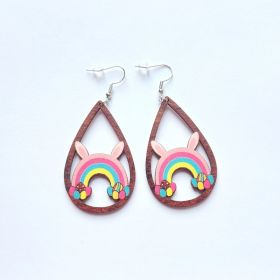 New Revival Water-saving Leopard Pattern Rabbit And Chicken Revival Egg Earrings Easter Decoration Jewelry (style: Rainbow)
