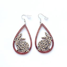 New Revival Water-saving Leopard Pattern Rabbit And Chicken Revival Egg Earrings Easter Decoration Jewelry (style: Leopard rabbit)