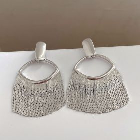 Fashion 18K Gold Jewelry Line Tassel Metal Earrings (Color: Silver)