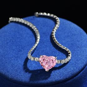 Luxury Fashion Heart-shaped High Carbon Diamond Jewelry (Color: Platinum pink)
