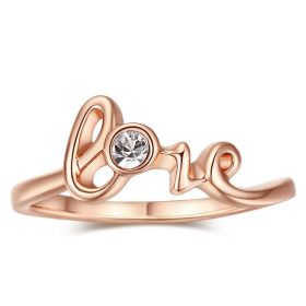 Fashion Couple Jewelry Korean Simple Love Modeling Jewelry Platinum-plated Ring (Color: Rose Gold, size: No 10)