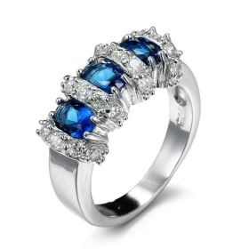 Zircon Ring European And American Popular Creative Women's Jewelry (Color: Sapphire Blue, size: No9)