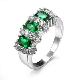 Zircon Ring European And American Popular Creative Women's Jewelry (Color: Emerald, size: No10)