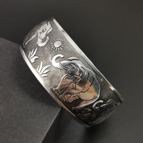 Vintage Tibetan Silver Bohemian Carved Elephant Jewelry (Color: Elephant Style)
