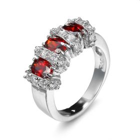 Zircon Ring European And American Popular Creative Women's Jewelry (Color: Pomegranate Red, size: No10)