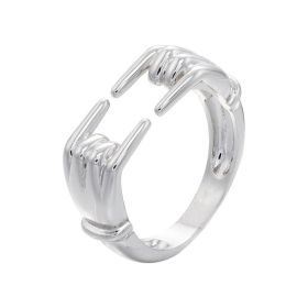 Smooth Finger Shaped Ring Hug Jewelry (Color: Silver, size: One size)