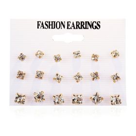 European And American Jewelry Pearl Earring Circle Suit 9 Pairs (Color: 5484Set)