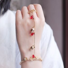 Antique Bell Ring Bracelet Retro Jewelry (Color: Lily of the valley gold Plum)