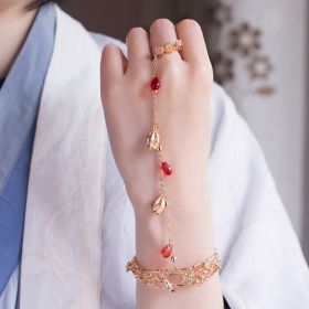 Antique Bell Ring Bracelet Retro Jewelry (Color: Lily of the valley gold Red)