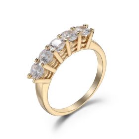 Ladies Fashion Personality Jewelry Zircon Ring (Color: Gold Plated White, size: Size 7)