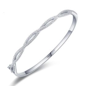 Micro-set Cross Wave Jewelry Bracelet (Color: Silver, size: 16cm)