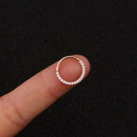 Piercing Jewelry Pure Stainless Steel Inlaid Zircon Closed Ring (Color: Rose Gold, size: 10mm)
