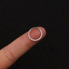 Piercing Jewelry Pure Stainless Steel Inlaid Zircon Closed Ring (Color: Steel color, size: 6mm)